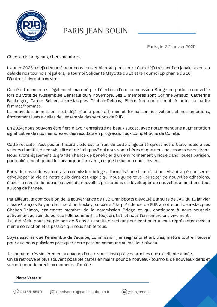 PJB BRIDGE // Voeux du Président Pierre Vasseur